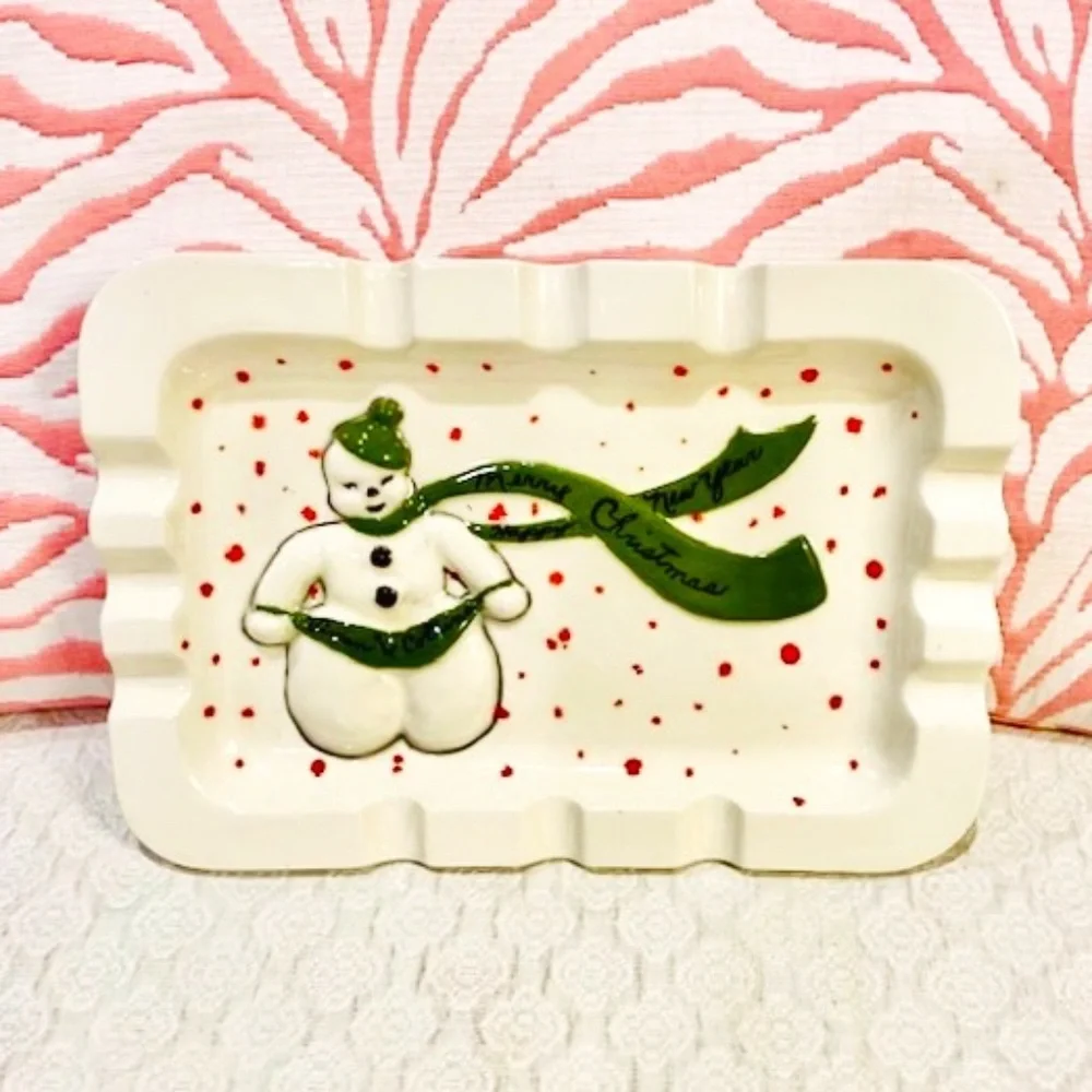 JN29-Vintage 1971 Personalized Holiday Snowman Plate - Picture 1 of 9